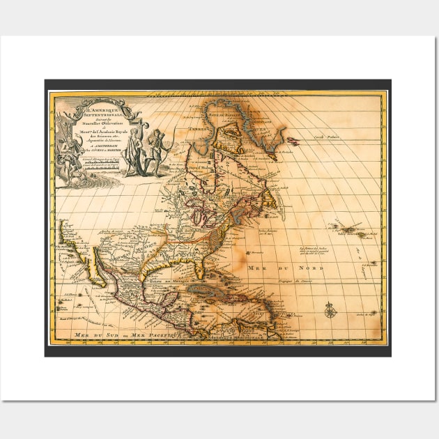 Antique Map of North America with Greenland by Pieter van der Aa Wall Art by MasterpieceCafe